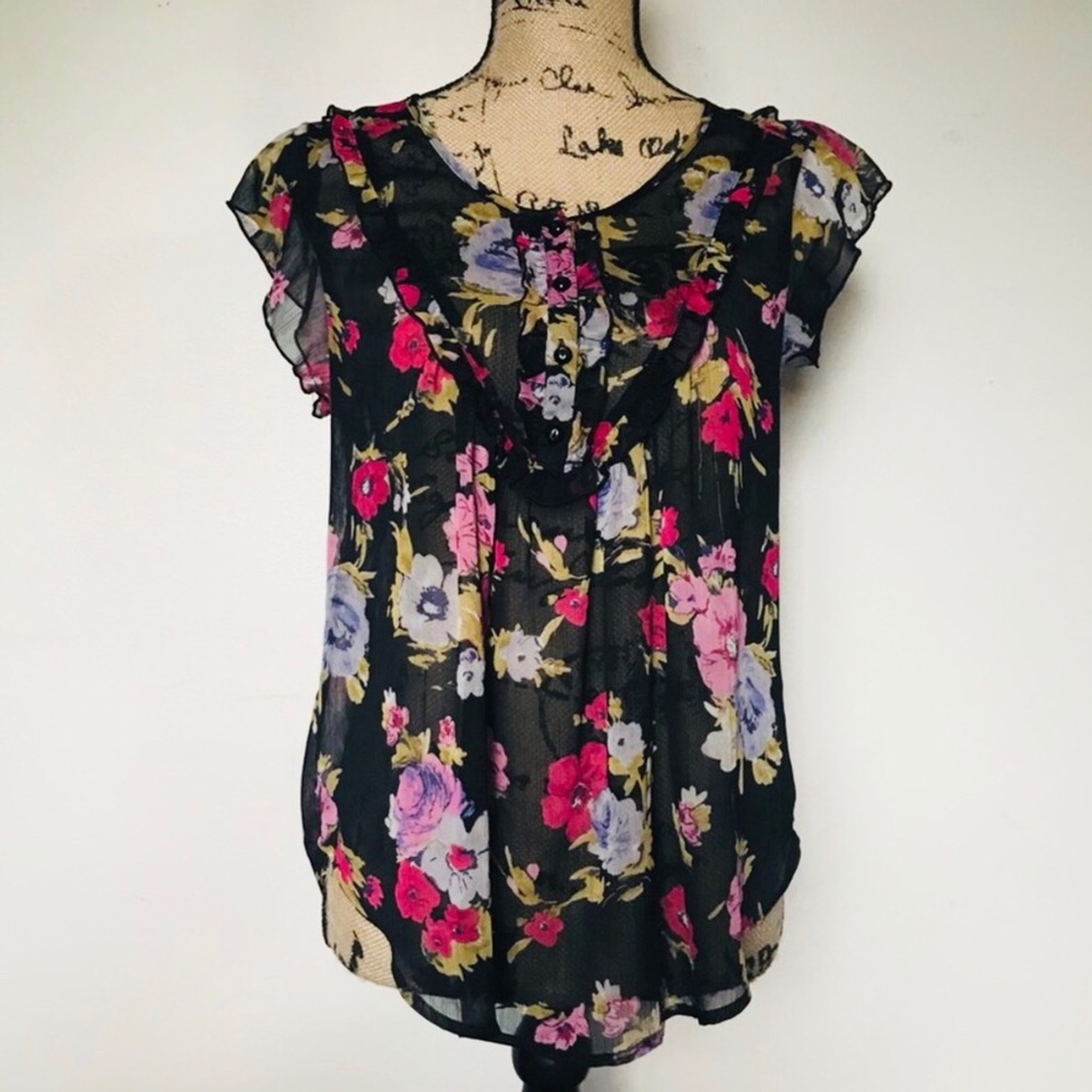 Lily White Floral Tunic Top Blouse